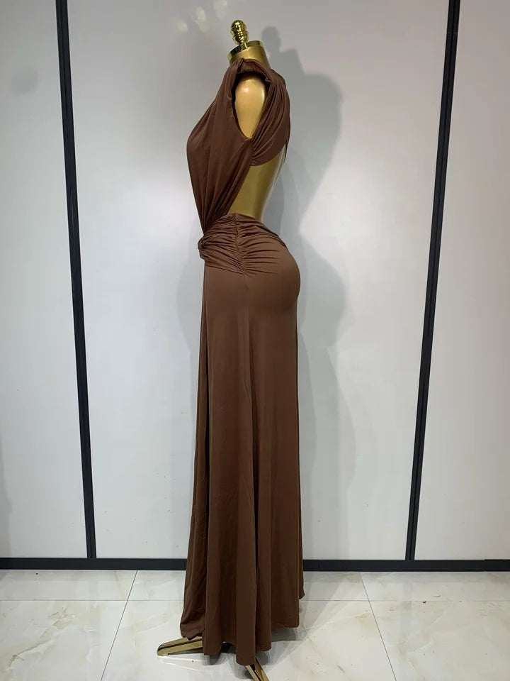 Deep V Neck Sleeveless Maxi Long Dress