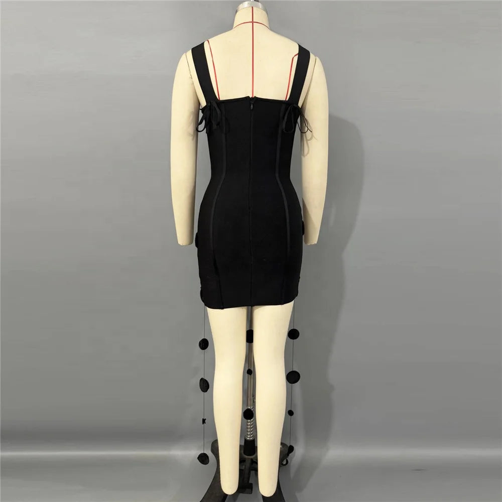 3D Flowers Tassel Bandage Dress