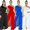 Sexy Single Shoulder Long Sleeve Party Jumpsuit