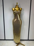 Backless Silver Gold Glitter Sequins Maxi Long Dress Sexy