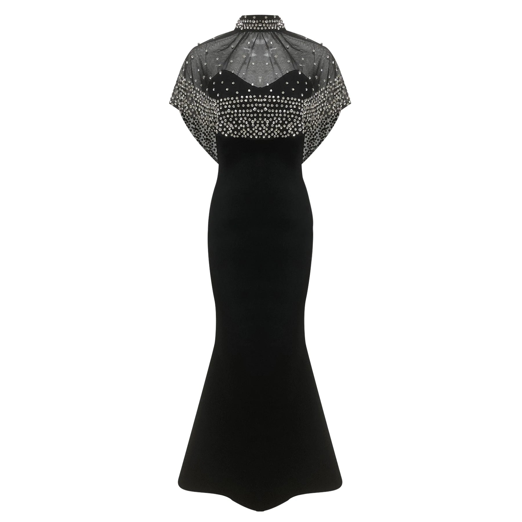 Luxury Black Mermaid Gown with Sparkling Diamond