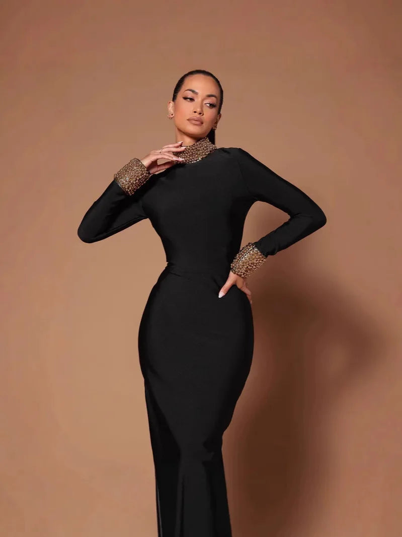 Solid Color Backless Slim Fit Cashmere Maxi Dress