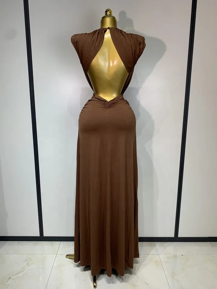 Deep V Neck Sleeveless Maxi Long Dress