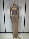 Sparkly Diamonds Mesh See Through Bodycon Dress