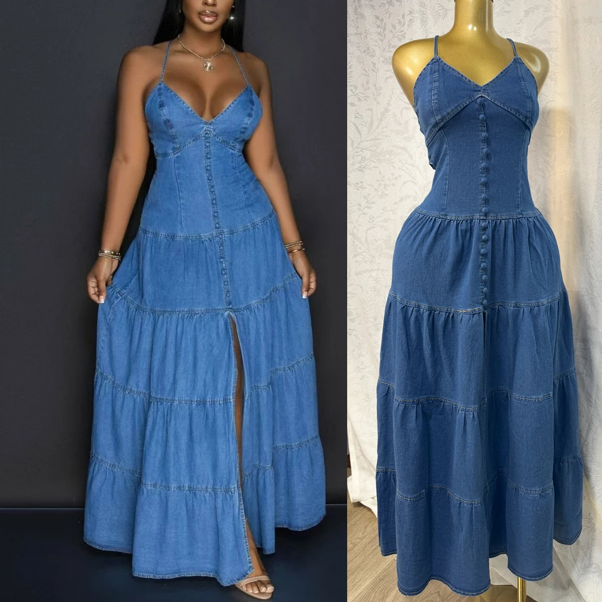 Elegant Jeans Long Dresses