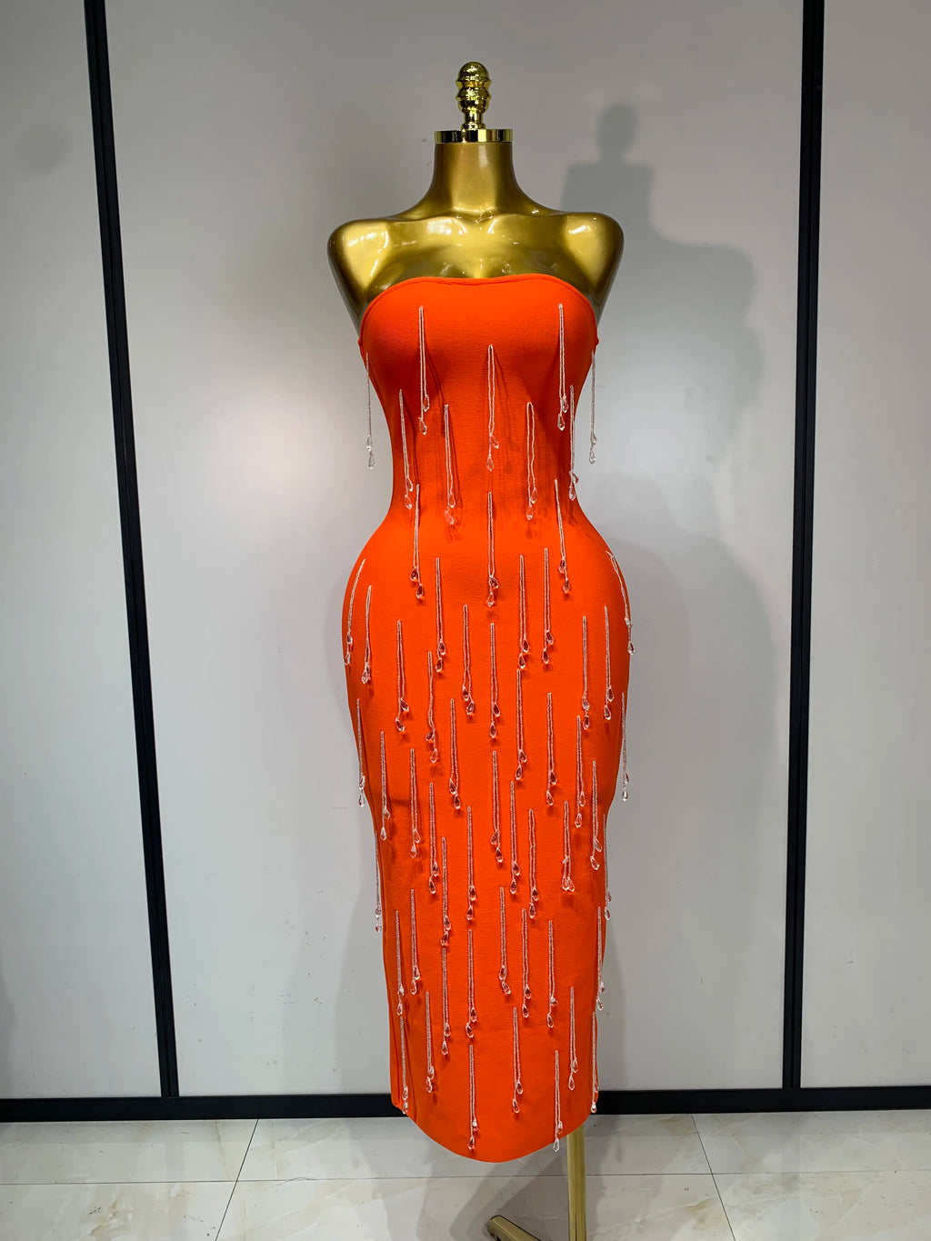 Strapless Crystal Beading Bandage Bodycon Dress