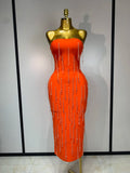 Strapless Crystal Beading Bandage Bodycon Dress