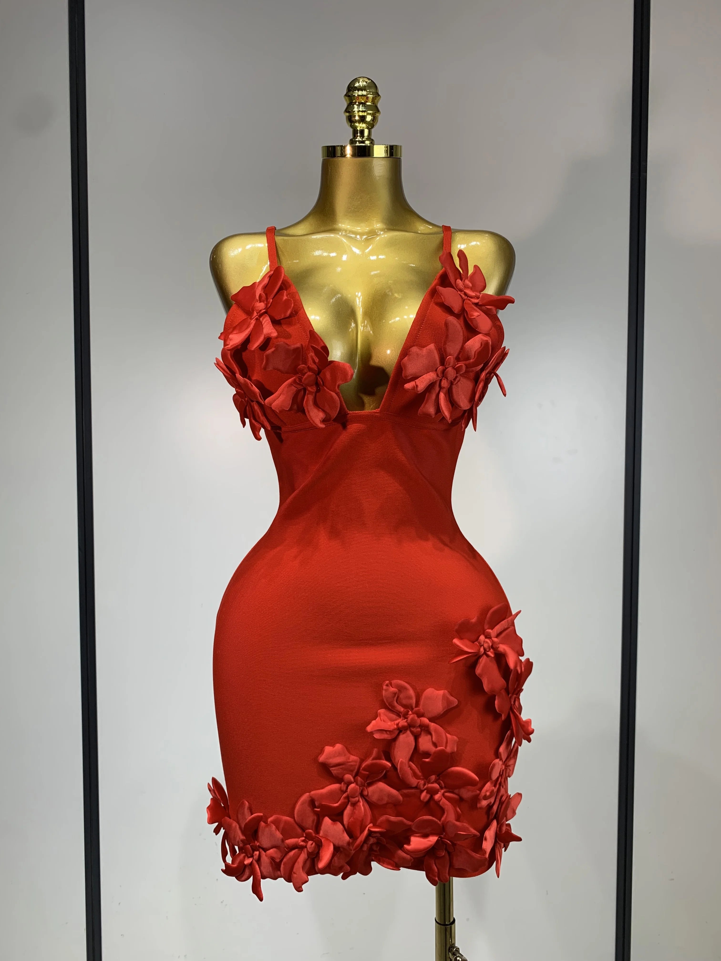 Floral Mini Bodycon Knitted Dress