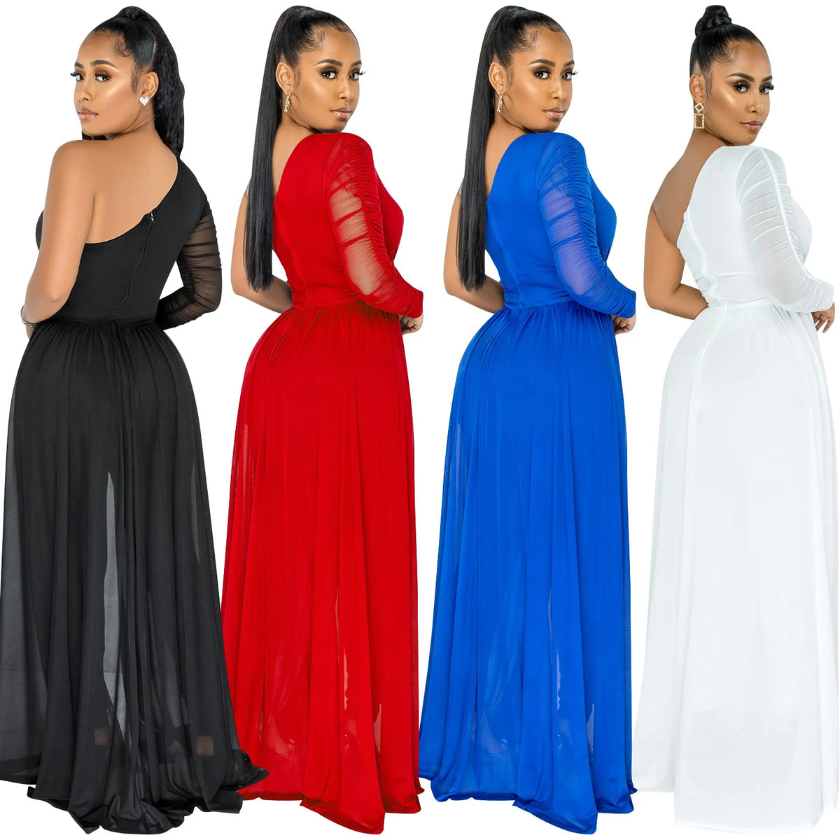 Sexy Single Shoulder Long Sleeve Party Jumpsuit
