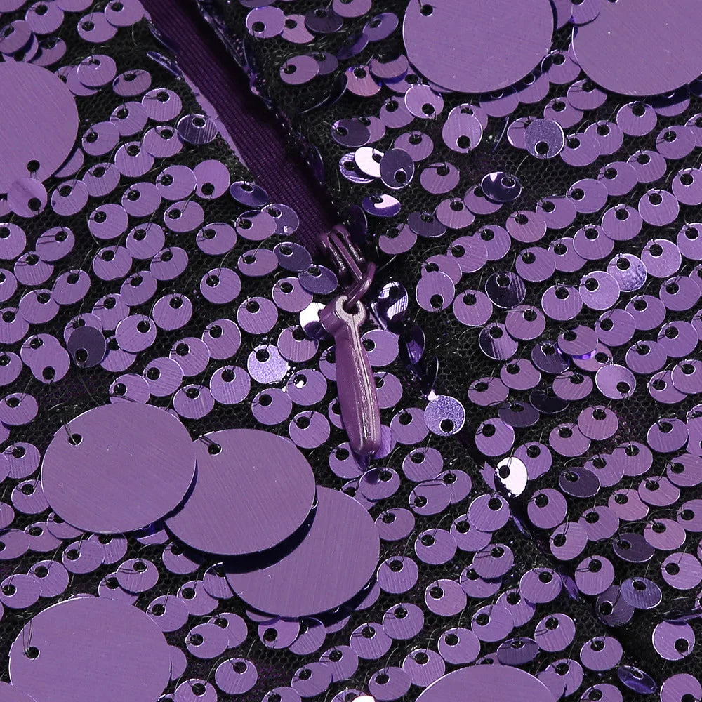 Luxury Purple Sequin Party Dress
