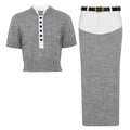 Tops Midi Skirt Women Knit 2pcs