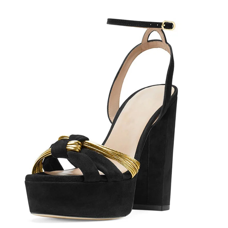 Open Toe High Chunky Heels