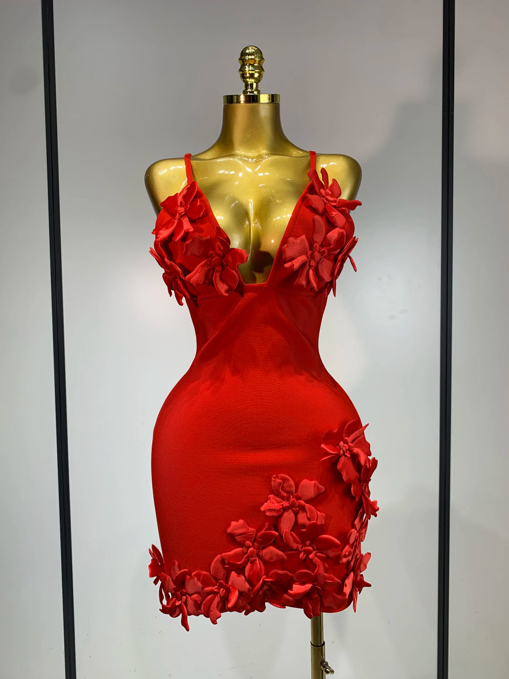 Floral Mini Bodycon Knitted Dress