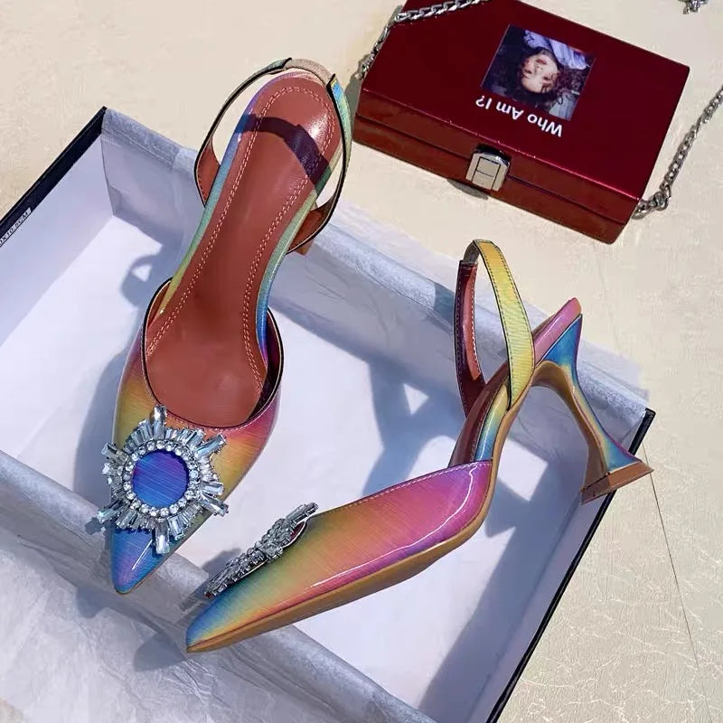 Luxury Rhinestone Kitten Slingback Heels