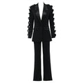 blazer and Pant Set With 3D Flower Suits
