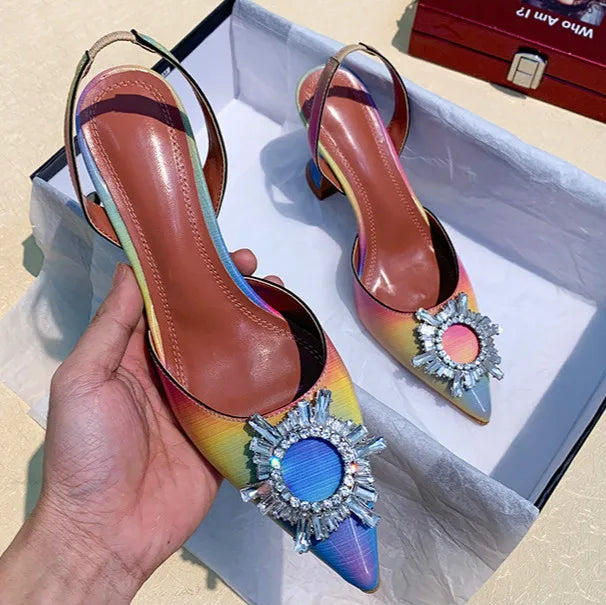 Luxury Rhinestone Kitten Slingback Heels
