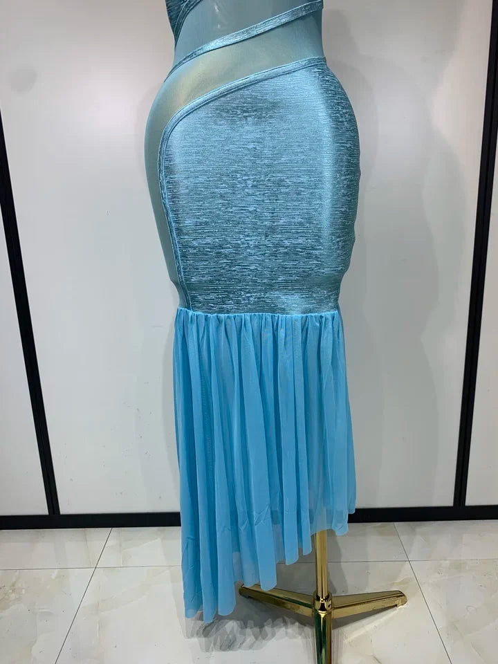 Backless Sleeveless Mesh Patchwork Dress