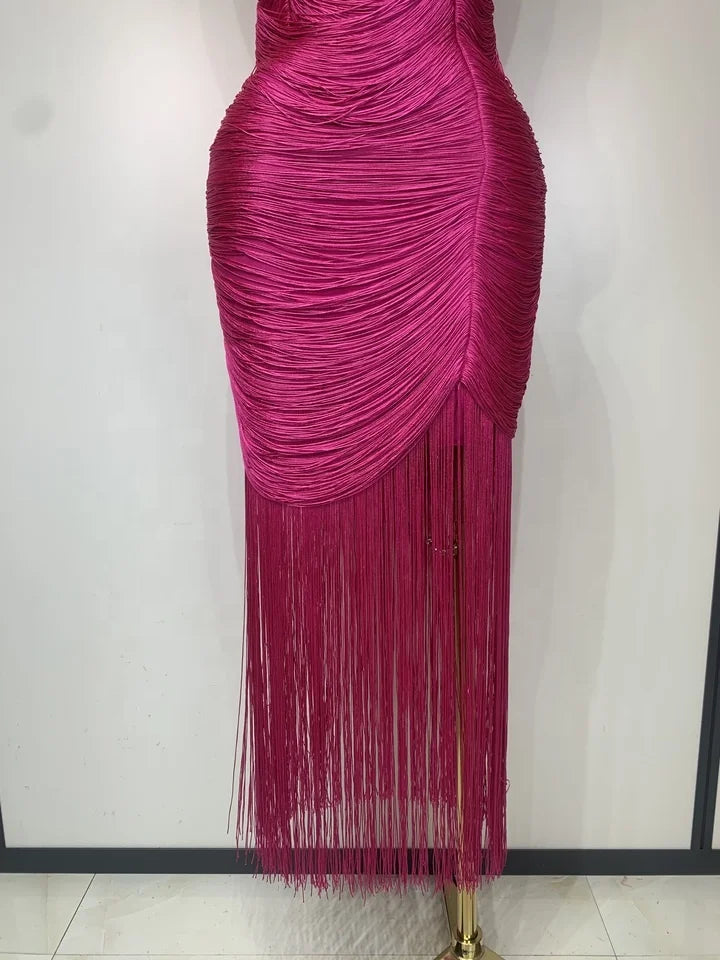 Backless Tassel Bandage Bodycon Dress