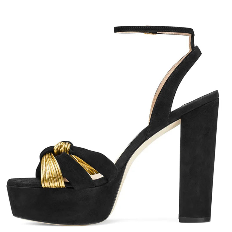 Open Toe High Chunky Heels
