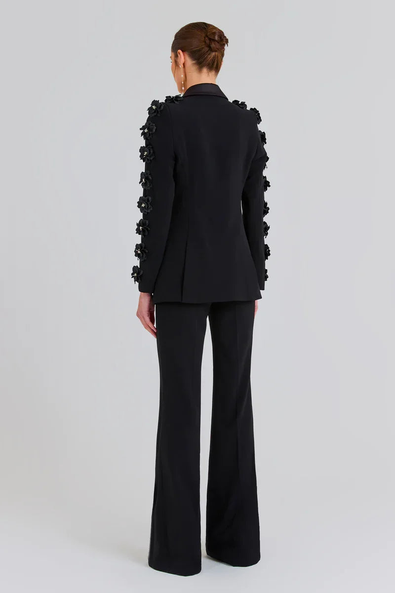 blazer and Pant Set With 3D Flower Suits