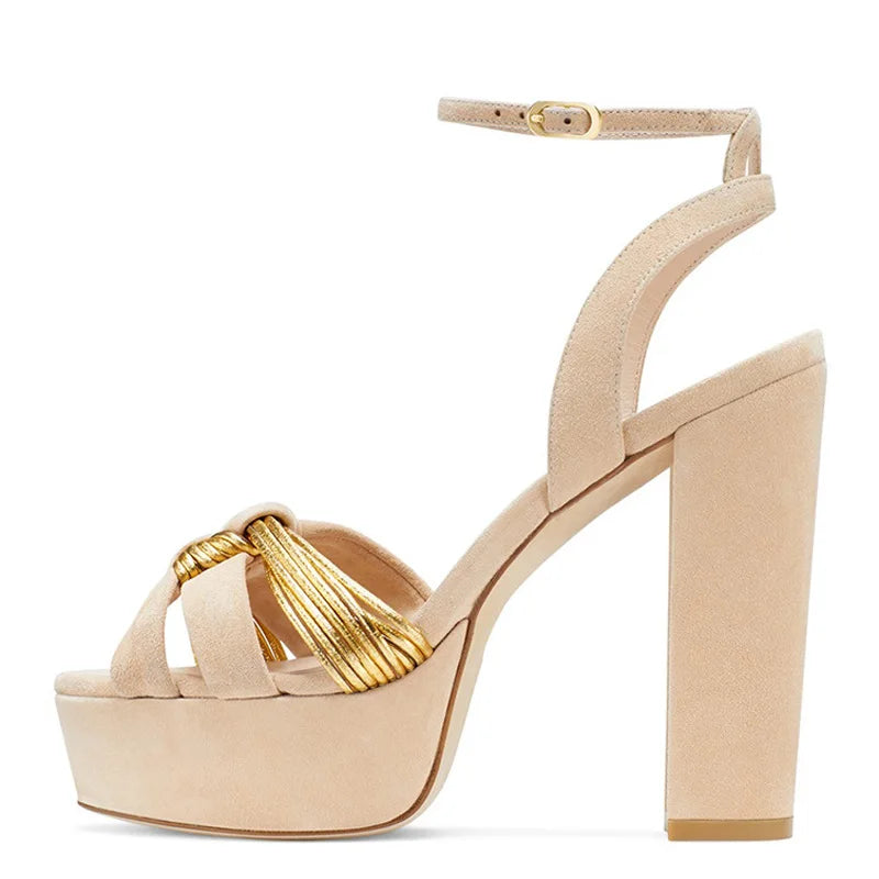 Open Toe High Chunky Heels