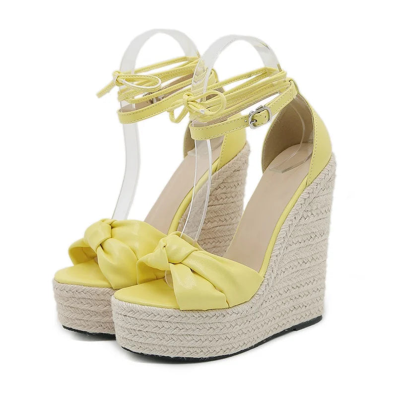Sexy Woven Peep Toe Sandals for Women Summer Platform