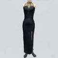 Black Gold Diamond Bandage Long Dress