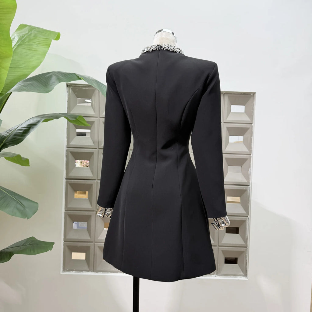 Diamond Square Neck Long Sleeve Slim Fit Dress