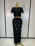 Two Piece Set Bandage Bodycon Long Dress