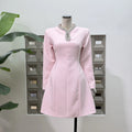 Diamond Square Neck Long Sleeve Slim Fit Dress