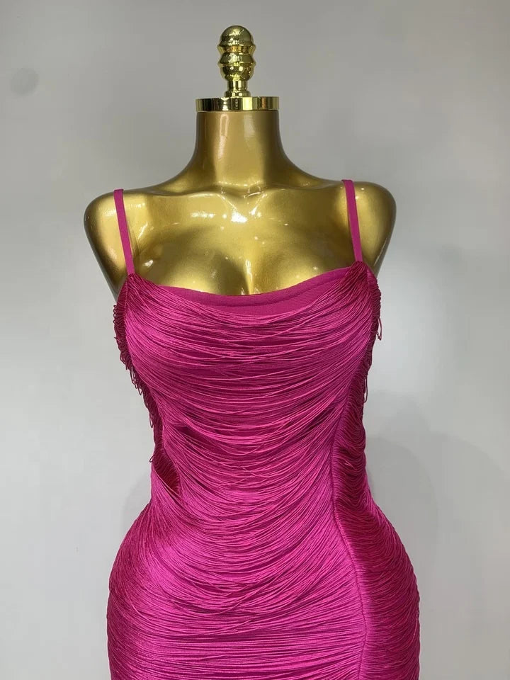 Backless Tassel Bandage Bodycon Dress