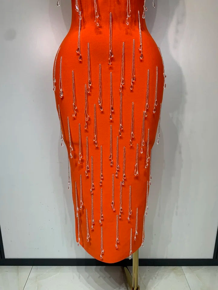 Strapless Crystal Beading Bandage Bodycon Dress
