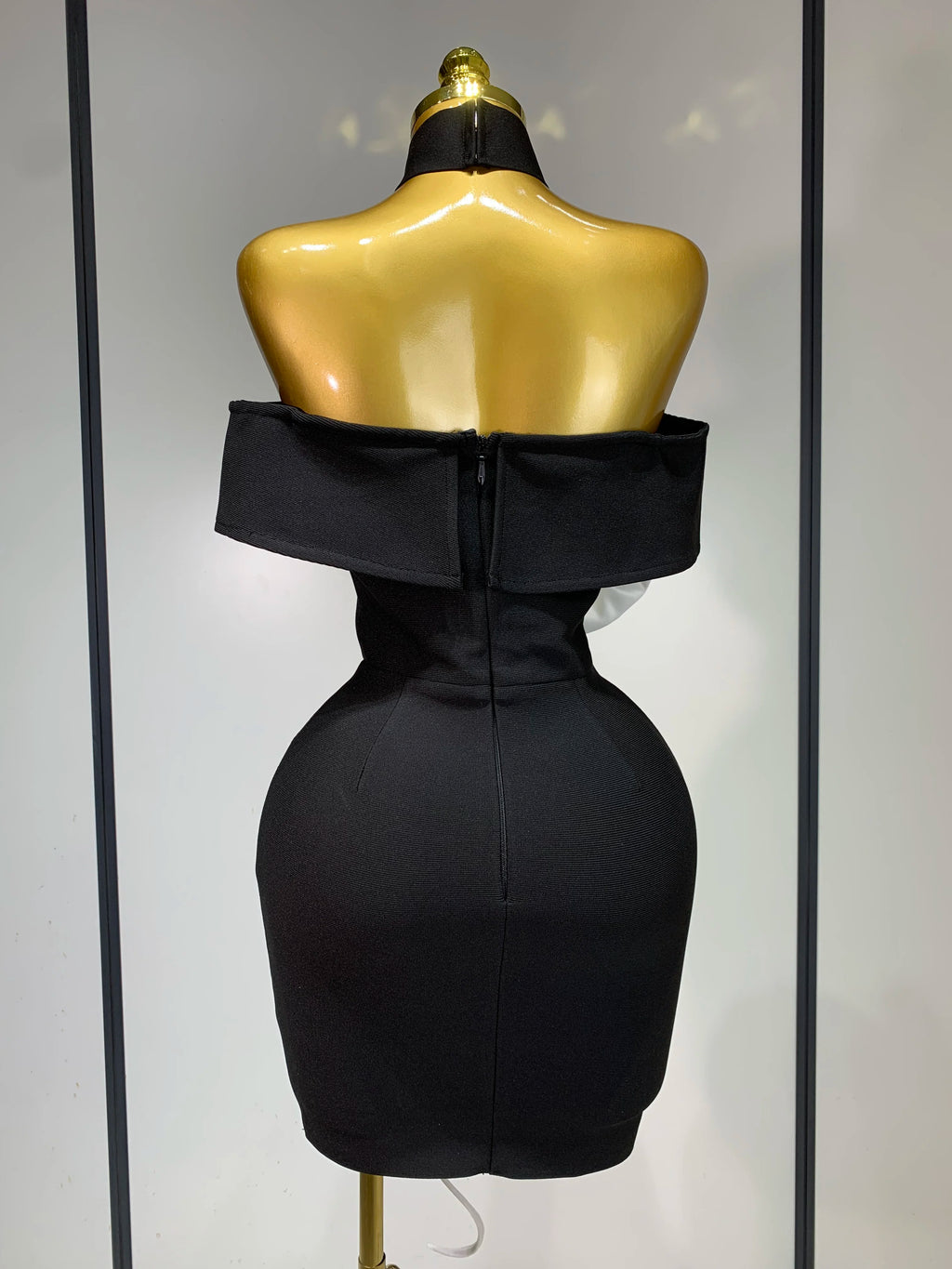 Sexy Off Shoulder White Flower Black Mini Dress