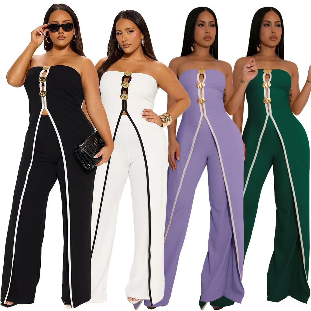 Elegant Summer Party Jumpsuit Strapless Two-Piece