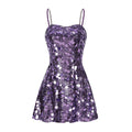 Luxury Purple Sequin Party Dress