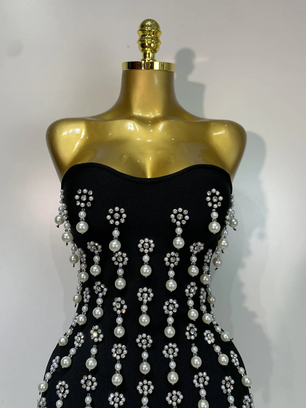 Pearl Rhinestones Bodycon Mini Dress