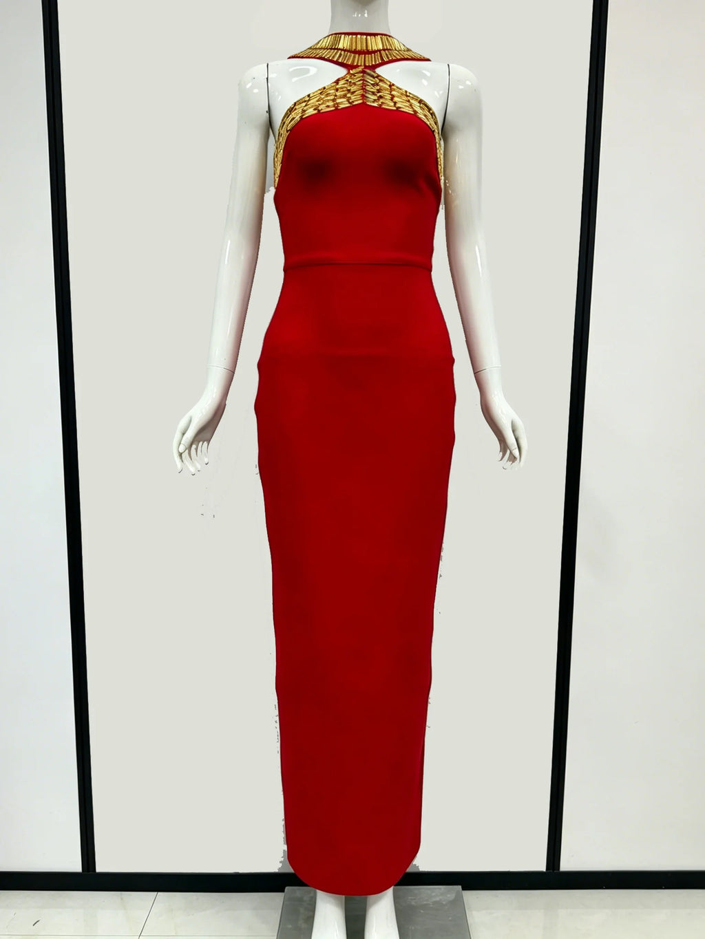 Neck Diamond Maxi Dress