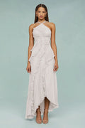 Ruffled Slim Halter Elegant Long Dress