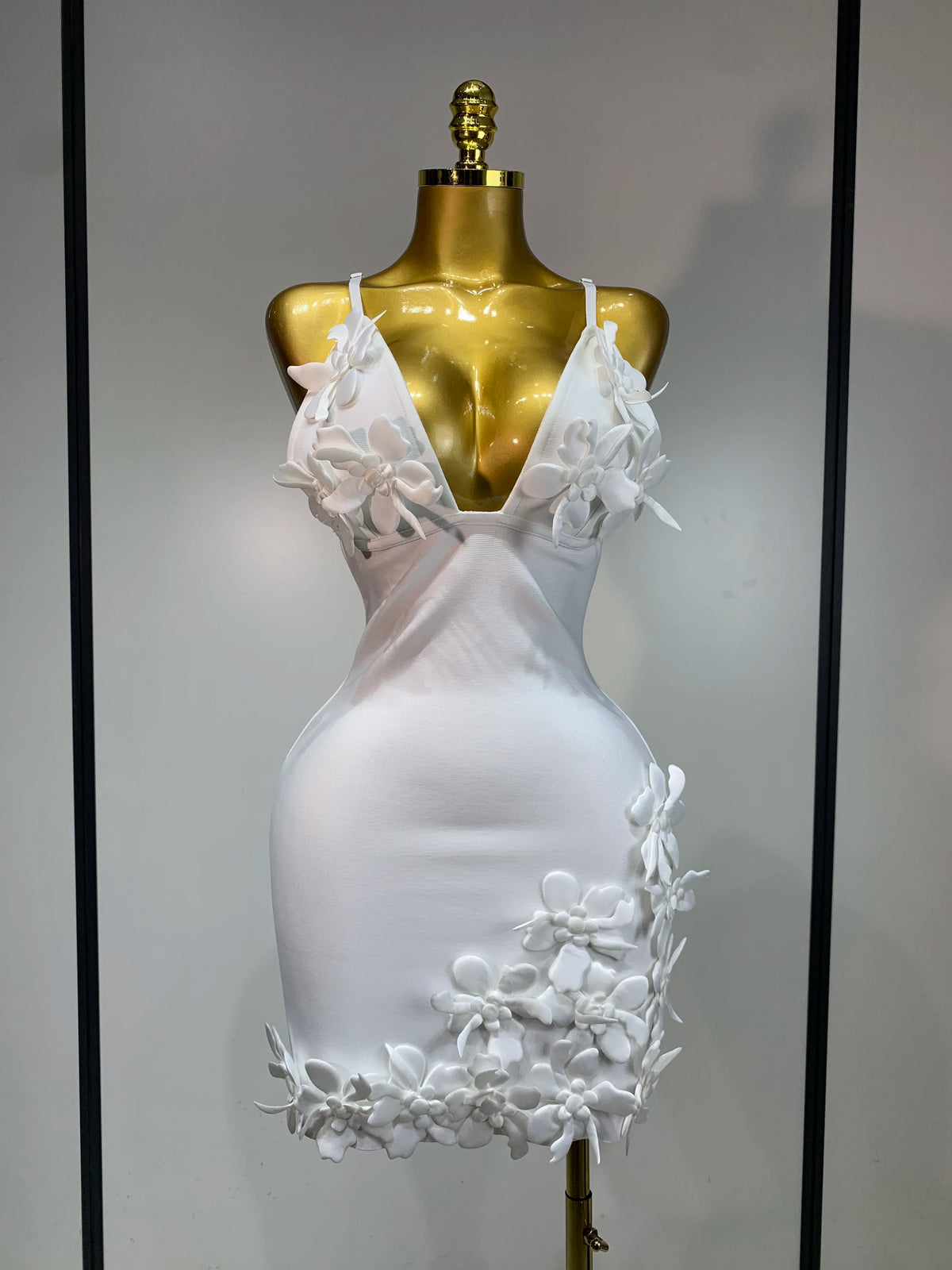 Floral Mini Bodycon Knitted Dress