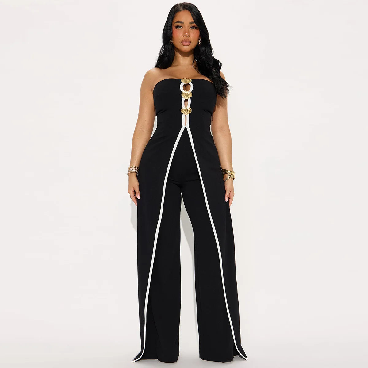 Elegant Summer Party Jumpsuit Strapless Two-Piece