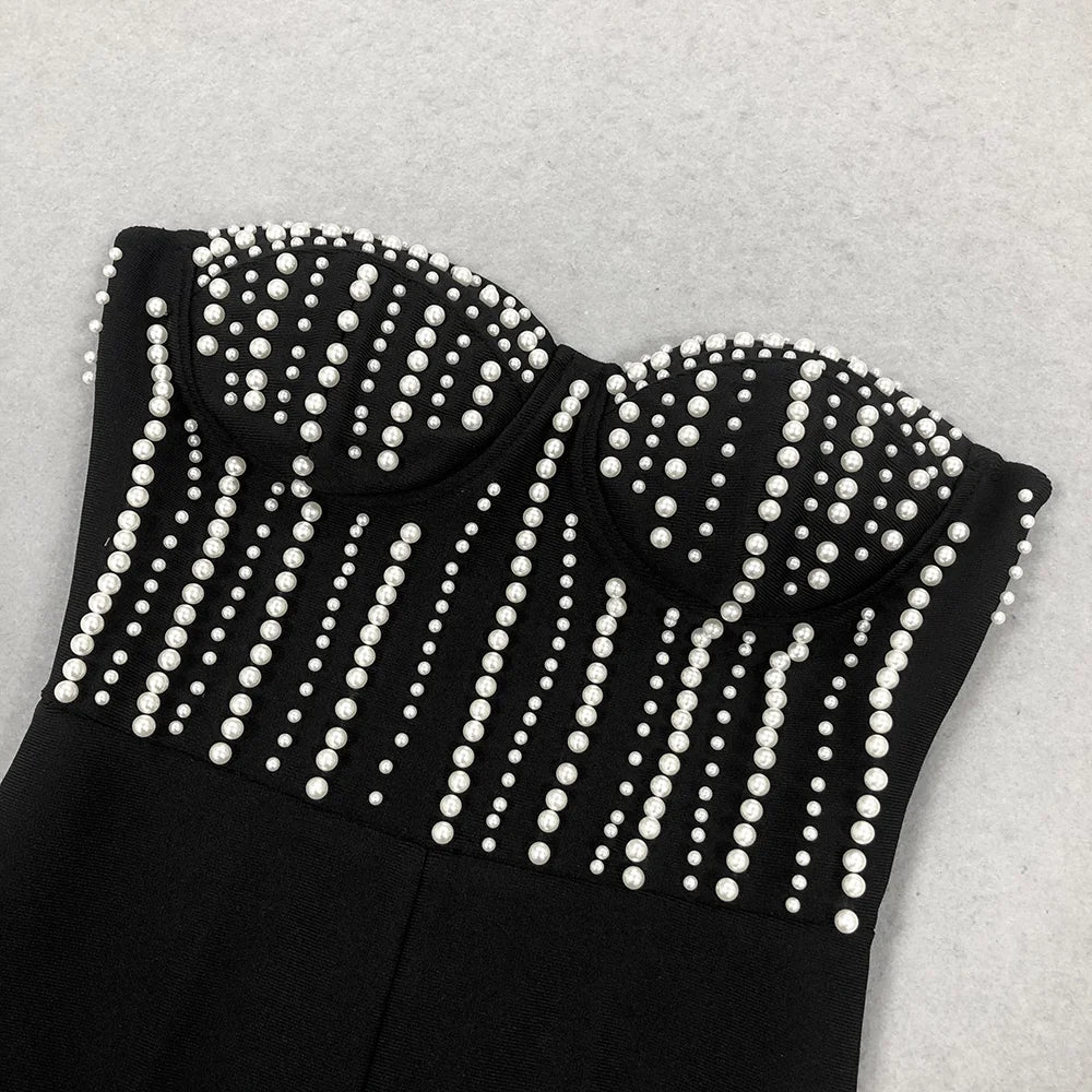 Strapless Pearl Bandage Jumpsuit