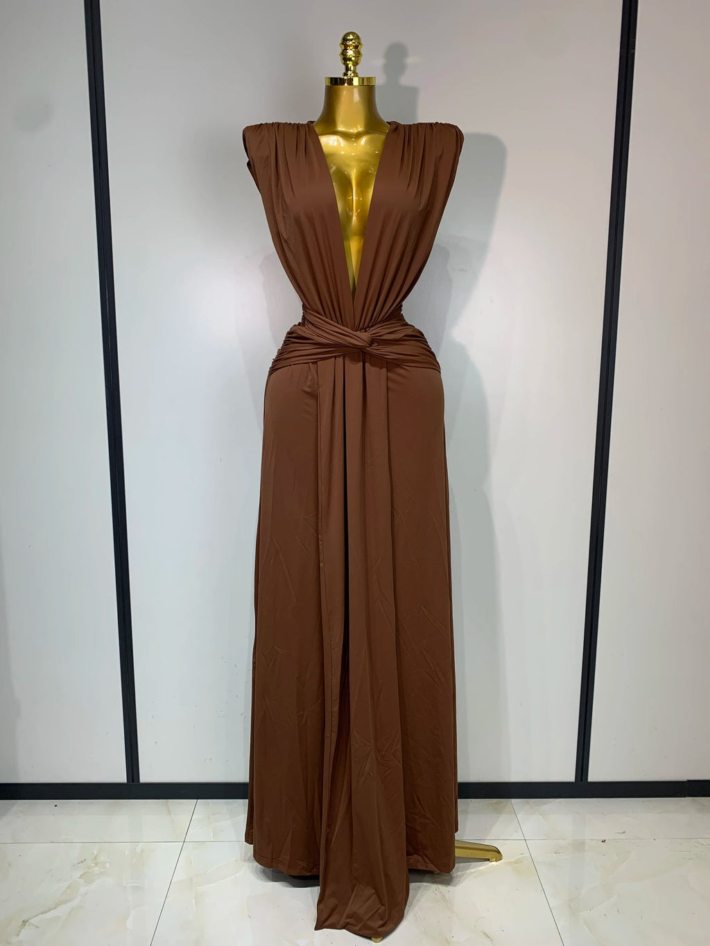 Deep V Neck Sleeveless Maxi Long Dress