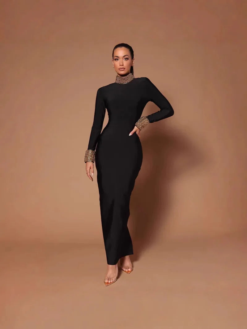 Solid Color Backless Slim Fit Cashmere Maxi Dress