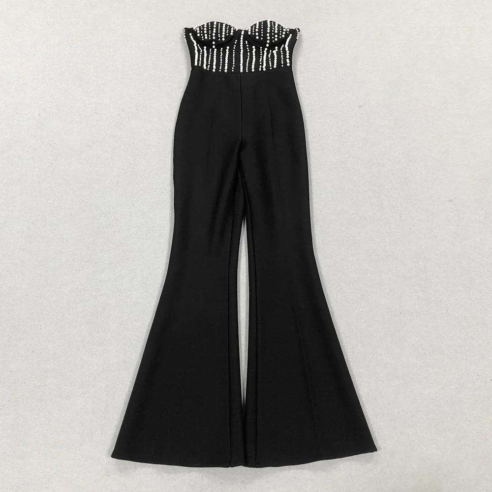 Strapless Pearl Bandage Jumpsuit