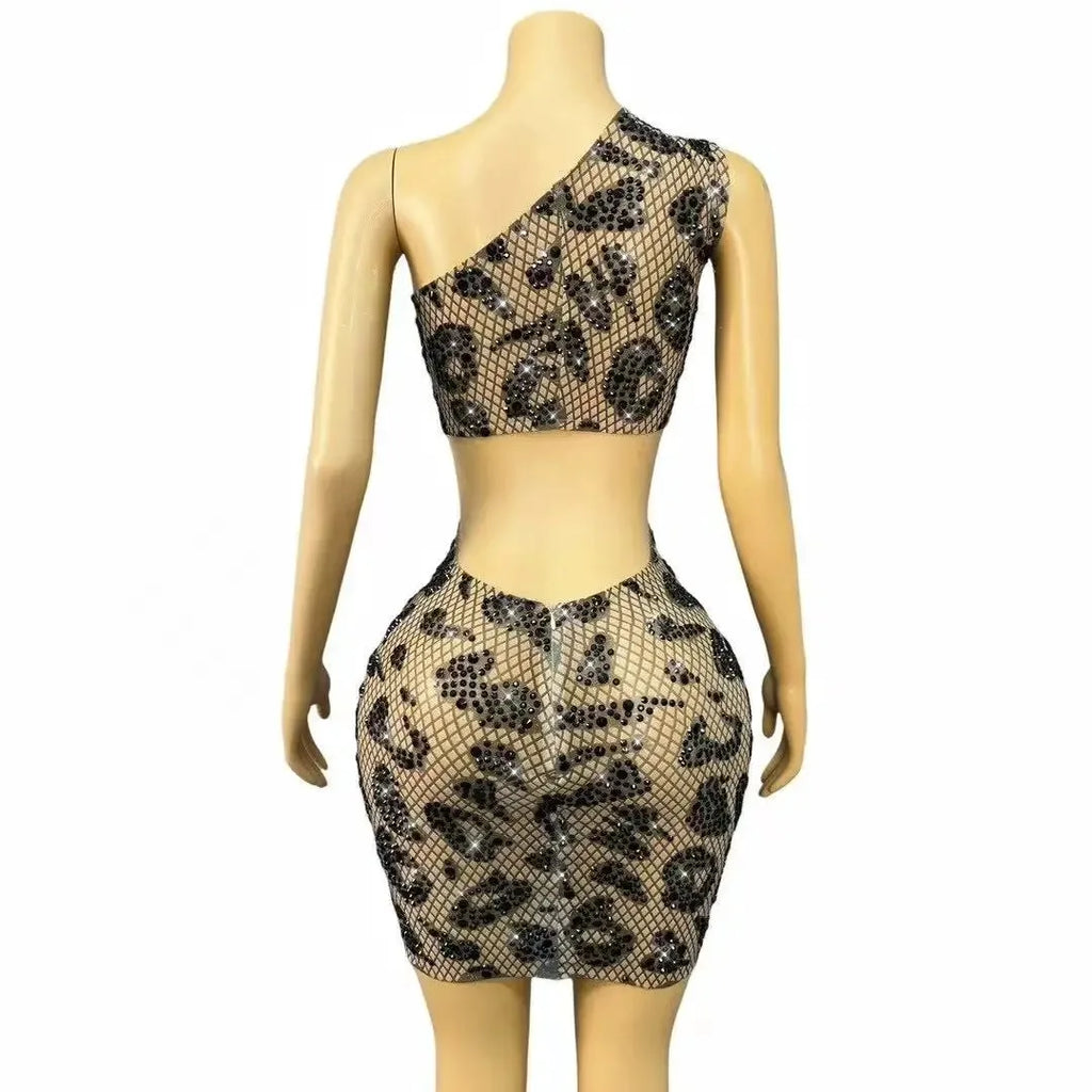 One Shoulder Designed Shining Black Dress