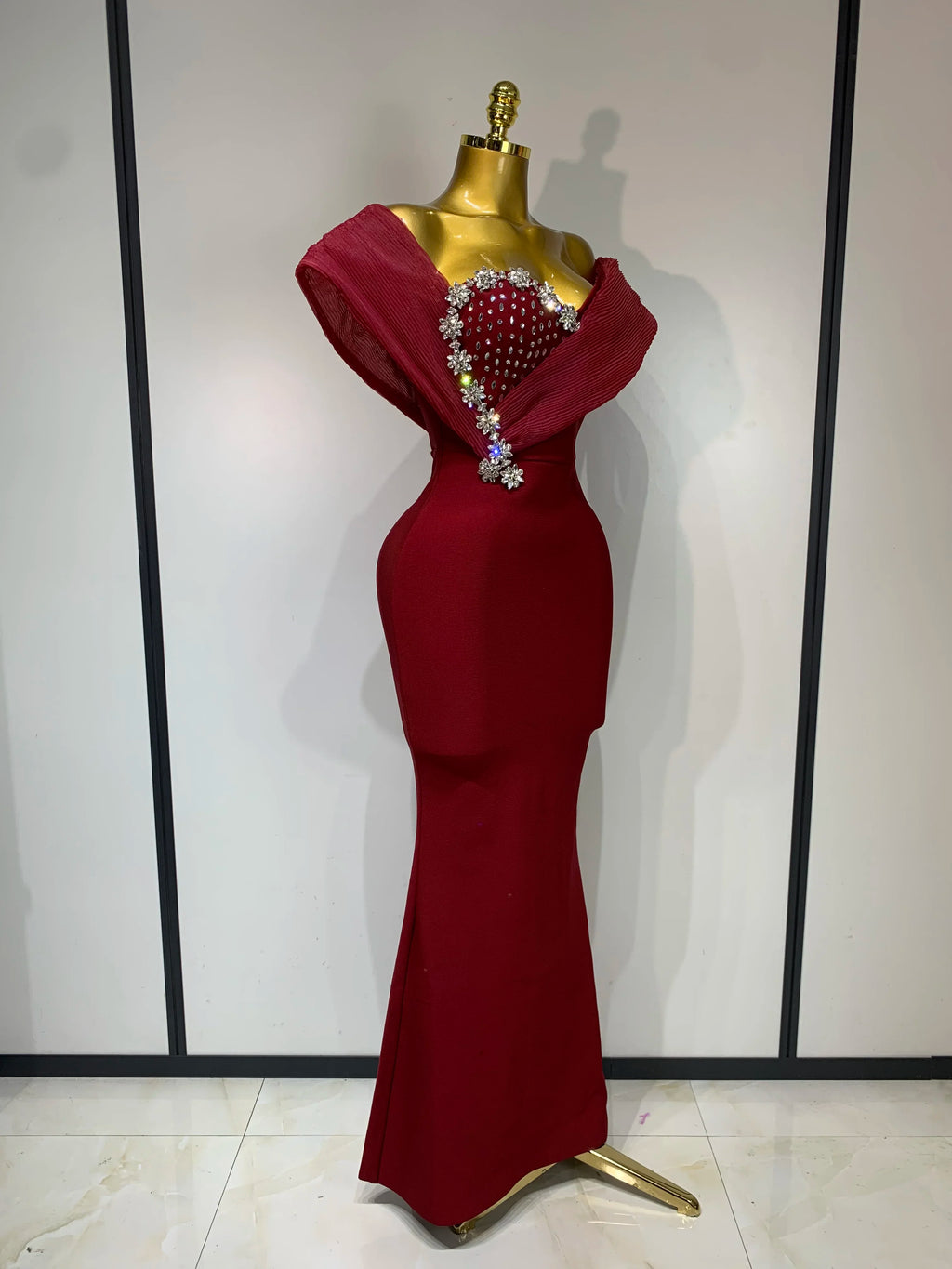 One Shoulder Sparkly Diamonds Long Dress