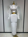 Two Piece Set Sparkly Pearl Diamond