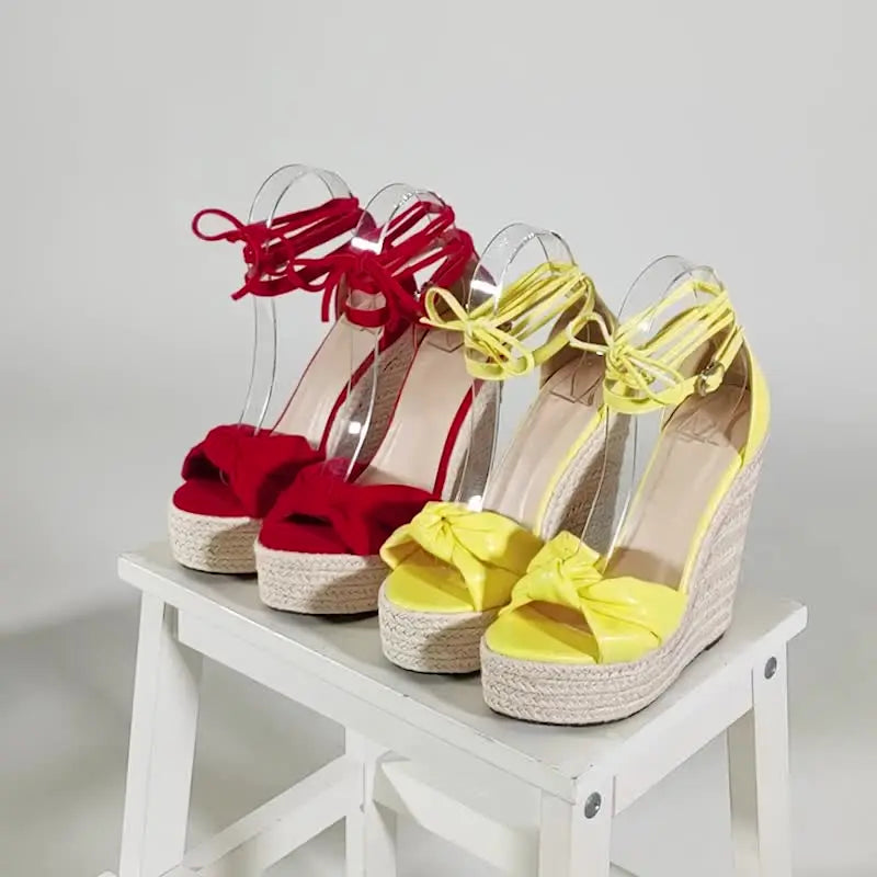 Sexy Woven Peep Toe Sandals for Women Summer Platform