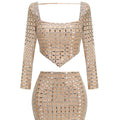 Sexy Party Wear Summer Sets Crystal Top and Mini Skirt