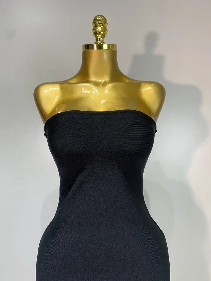 Strapless Mesh Bandage Bodycon Long Sexy Dress